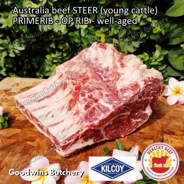 Beef PRIMERIB OP RIB (Oven Prepared) aged-frozen PORTIONED 1-3 ribs Australia STEER (young cattle) Kilcoy Blue Diamond Prime Rib - Image 22