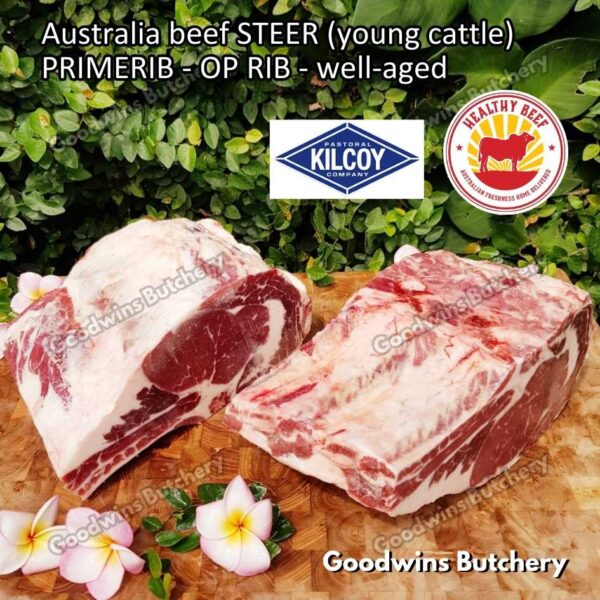 Beef PRIMERIB OP RIB (Oven Prepared) aged-frozen PORTIONED 1-3 ribs Australia STEER (young cattle) Kilcoy Blue Diamond Prime Rib - Image 18