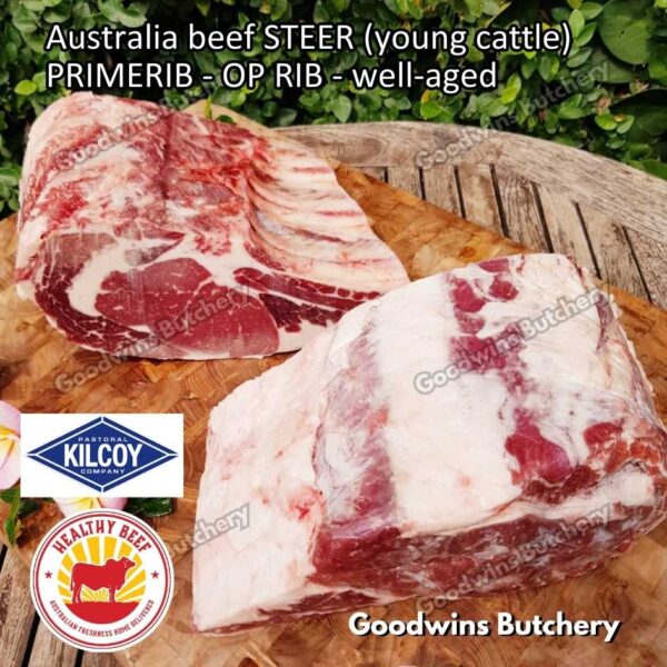 Beef PRIMERIB OP RIB (Oven Prepared) aged-frozen PORTIONED 1-3 ribs Australia STEER (young cattle) Kilcoy Blue Diamond Prime Rib - Image 16