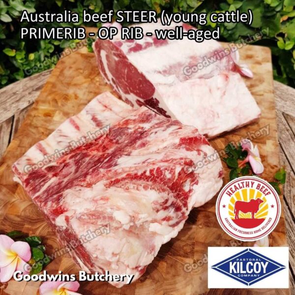 Beef PRIMERIB OP RIB (Oven Prepared) aged-frozen PORTIONED 1-3 ribs Australia STEER (young cattle) Kilcoy Blue Diamond Prime Rib - Image 15
