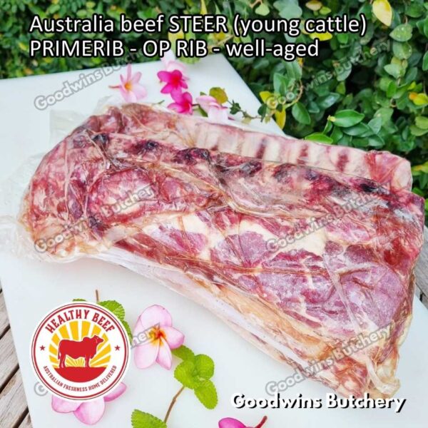 Beef PRIMERIB OP RIB (Oven Prepared) aged-frozen PORTIONED 1-3 ribs Australia STEER (young cattle) Kilcoy Blue Diamond Prime Rib - Image 52