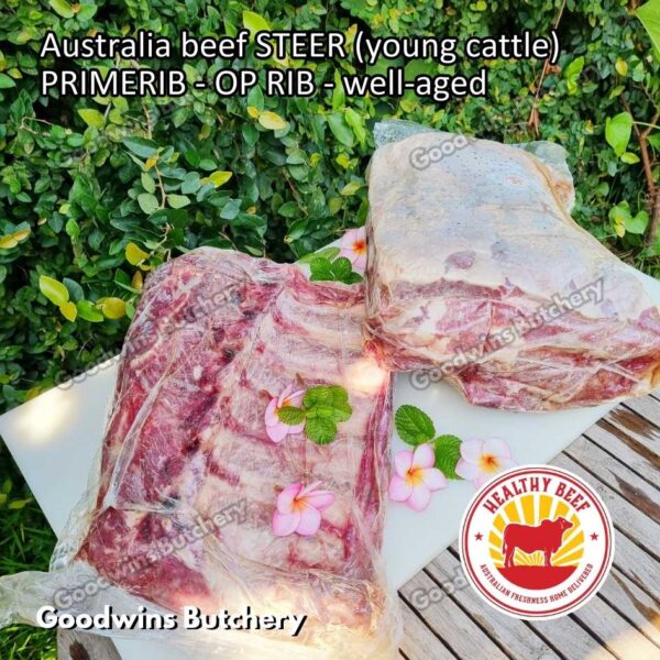 Beef PRIMERIB OP RIB (Oven Prepared) aged-frozen PORTIONED 1-3 ribs Australia STEER (young cattle) Kilcoy Blue Diamond Prime Rib - Image 25
