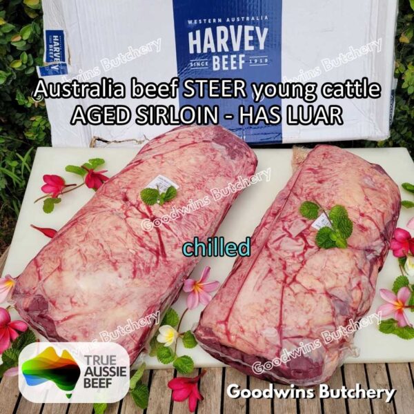 Beef SIRLOIN AGED-FROZEN Australia STEER (young cattle) Striploin NewYork strip daging sapi import has luar utuh HARVEY / MIDFILED portioned small roast cuts 1.5kg - Image 28
