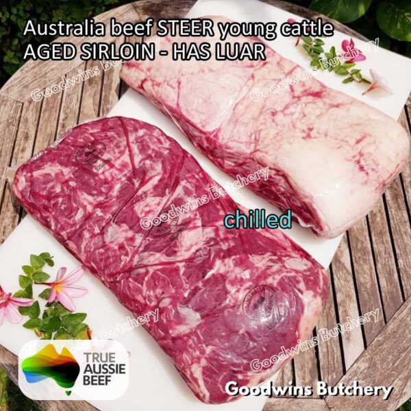 Beef SIRLOIN AGED-FROZEN Australia STEER (young cattle) Striploin NewYork strip daging sapi import has luar utuh HARVEY / MIDFILED portioned small roast cuts 1.5kg - Image 17