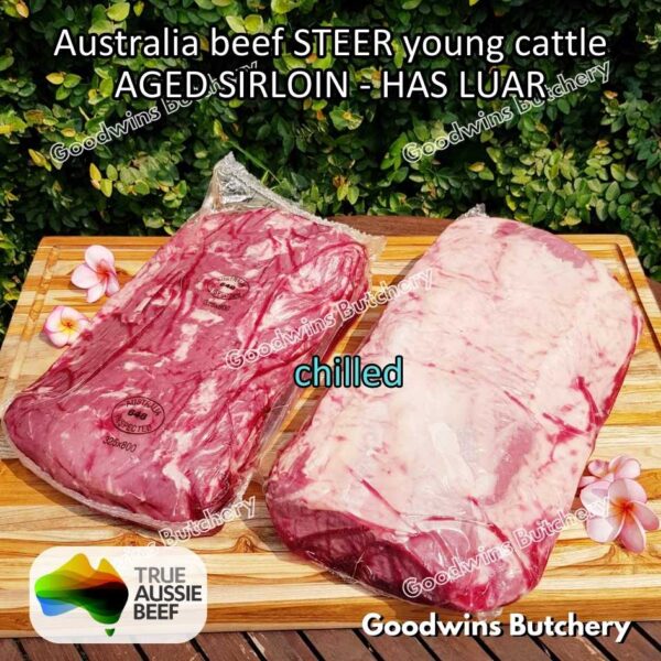 Beef SIRLOIN AGED-FROZEN Australia STEER (young cattle) Striploin NewYork strip daging sapi import has luar utuh HARVEY / MIDFILED portioned small roast cuts 1.5kg - Image 19