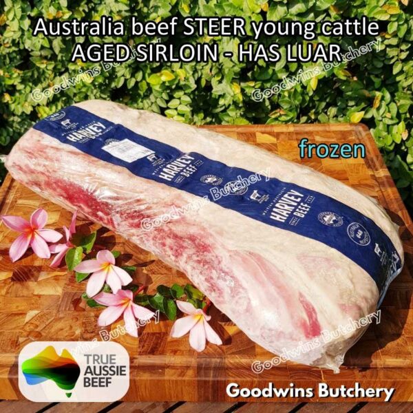Beef SIRLOIN AGED-FROZEN Australia STEER (young cattle) Striploin NewYork strip daging sapi import has luar utuh HARVEY / MIDFILED portioned small roast cuts 1.5kg - Image 20