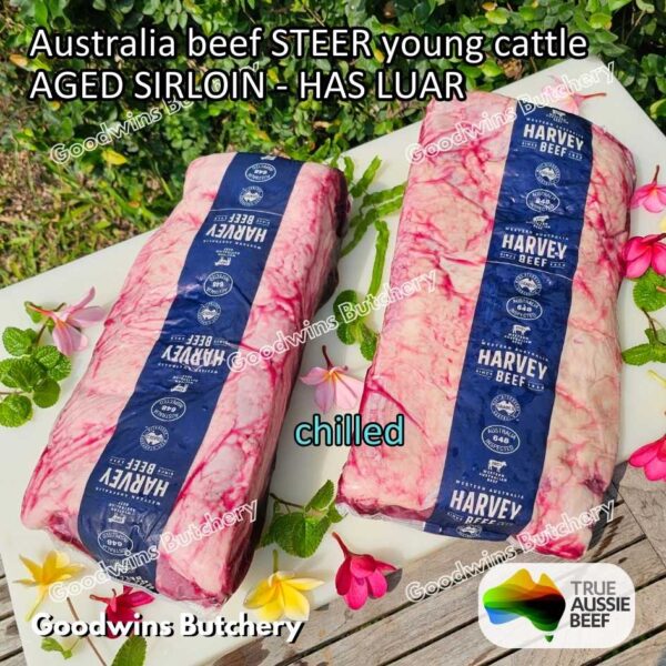 Beef SIRLOIN AGED-FROZEN Australia STEER (young cattle) Striploin NewYork strip daging sapi import has luar utuh HARVEY / MIDFILED portioned small roast cuts 1.5kg - Image 22