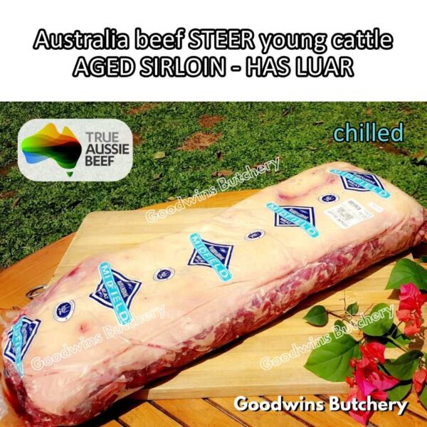 Beef SIRLOIN AGED-FROZEN Australia STEER (young cattle) Striploin NewYork strip daging sapi import has luar utuh HARVEY / MIDFILED portioned small roast cuts 1.5kg - Image 37