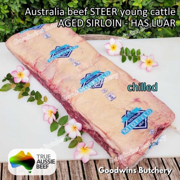Beef SIRLOIN AGED-FROZEN Australia STEER (young cattle) Striploin NewYork strip daging sapi import has luar utuh HARVEY / MIDFILED portioned small roast cuts 1.5kg - Image 38