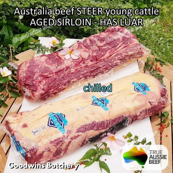 Beef SIRLOIN AGED-FROZEN Australia STEER (young cattle) Striploin NewYork strip daging sapi import has luar utuh HARVEY / MIDFILED portioned small roast cuts 1.5kg - Image 40