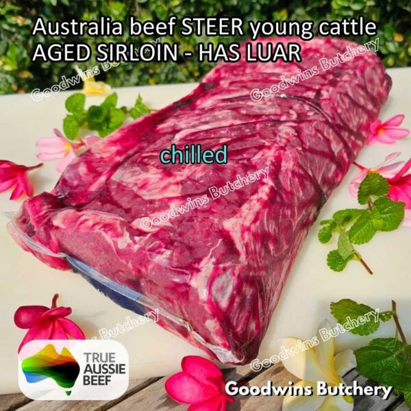 Beef SIRLOIN AGED-FROZEN Australia STEER (young cattle) Striploin NewYork strip daging sapi import has luar utuh HARVEY / MIDFILED portioned small roast cuts 1.5kg - Image 11