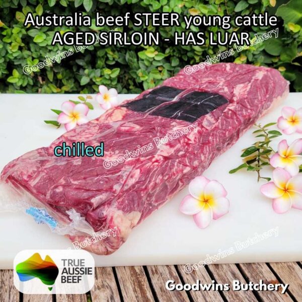 Beef SIRLOIN AGED-FROZEN Australia STEER (young cattle) Striploin NewYork strip daging sapi import has luar utuh HARVEY / MIDFILED portioned small roast cuts 1.5kg - Image 12