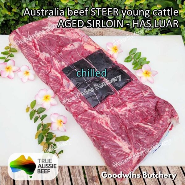 Beef SIRLOIN AGED-FROZEN Australia STEER (young cattle) Striploin NewYork strip daging sapi import has luar utuh HARVEY / MIDFILED portioned small roast cuts 1.5kg - Image 13
