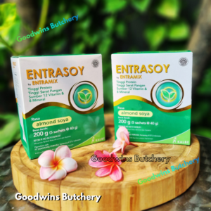 ENTRASOY MILK susu kedelai bubuk Rasa ALMOND SOYA 200gr (5 sachet @40gr)