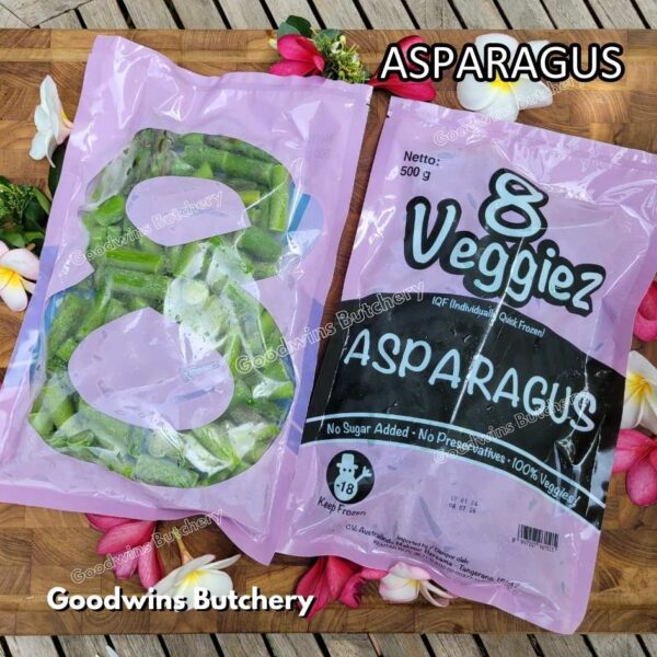 ASPARAGUS CUTLETS sayuran beku 8 Veggiez imported frozen vegetable IQF 8Veggiez 500g