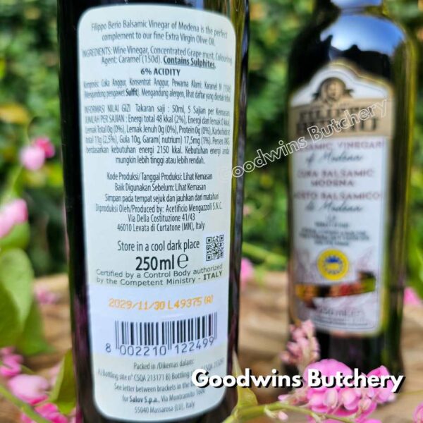 BALSAMIC VINEGAR Filippo Berio Italy cuka hitam 250ml - Image 9