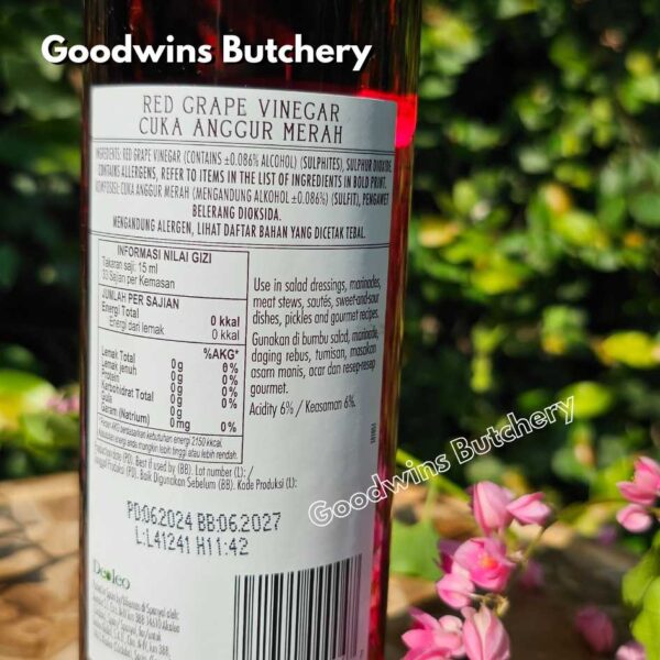 Bertolli RED & WHITE GRAPE WINE VINEGAR cuka anggur masak merah & putih Italy 500ml - Image 15