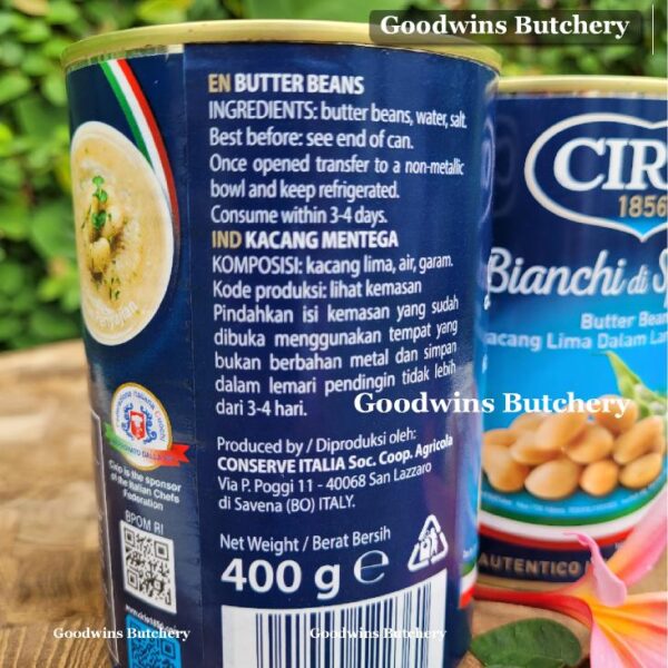 Cirio Italy BIANCHI DI SPAGNA butter beans kacang mentega 400g - Image 3