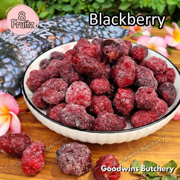Frozen fruit IQF BLACKBERRY 8Fruitz | buah beku import 8 Fruitz BLACKBERRIES 500g
