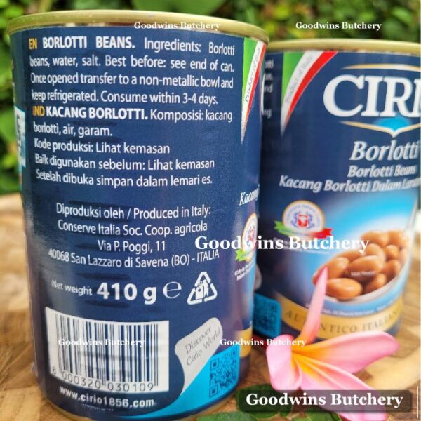 Cirio Italy BORLOTTI BEANS kacang import Italia borloti 410g - Image 2
