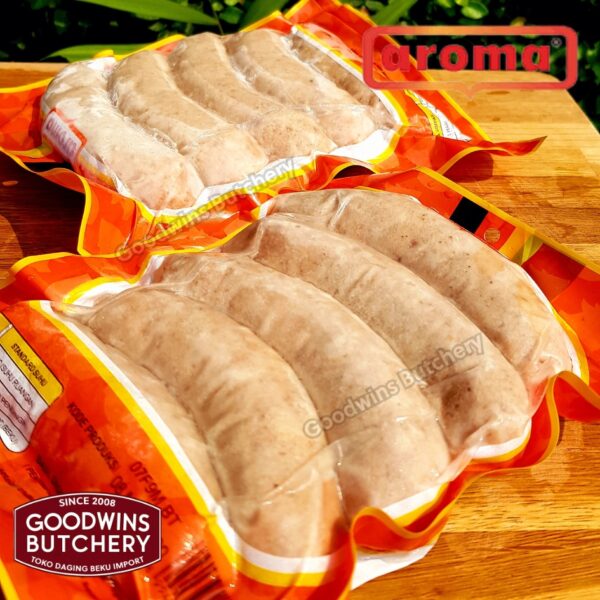 Pork SAUSAGE BRATWURST Aroma Bali sosis babi beku 13cm 5" 4pcs frozen 500g