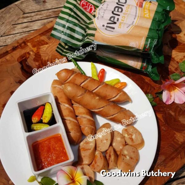 Sosis hotdog Riverland SMOKED CHEDDAR CHEESE KEJU frozen sausage 5" 13cm, 5pcs 360gr - Image 15