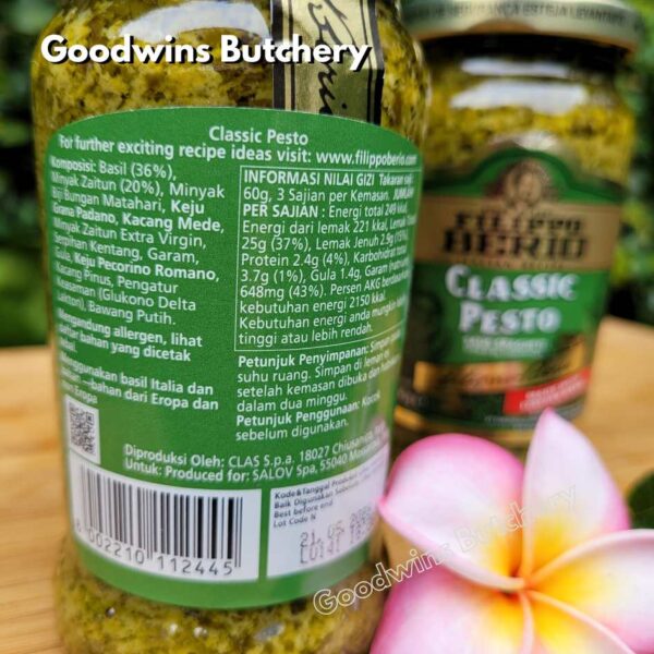 Pesto CLASSIC Filippo Berio Italy sauce saos pasta 190gr - Image 2