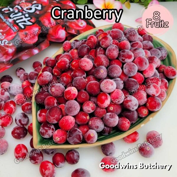 Frozen fruit IQF CRANBERRY 8Fruitz | buah beku import 8 Fruitz CRANBERRIES 500g