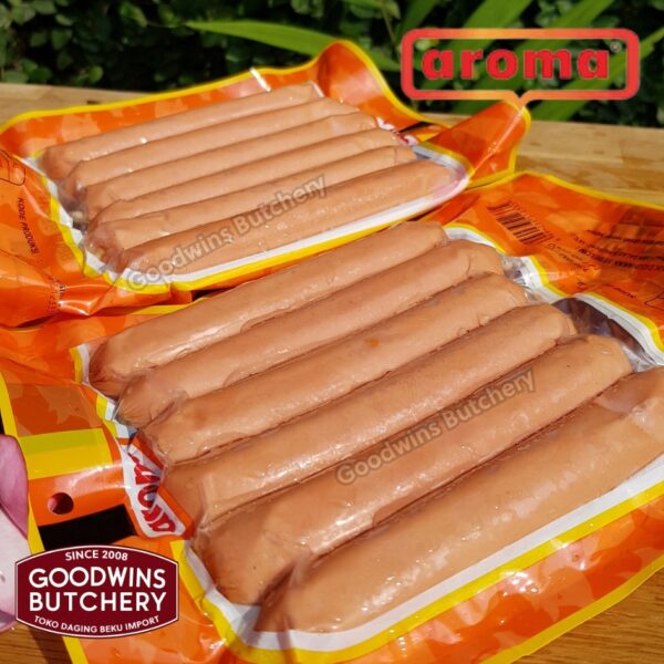 Pork SAUSAGE FRANKFURTER Aroma Bali sosis babi beku 13cm 5" 6pcs frozen 250g
