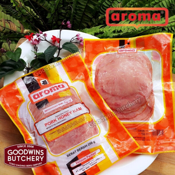 All pork SLICED HAM & SALAMI 250g frozen | Aroma & Mama's Bali | Cooked Danish Gammon Honey Loin Smoked Loin