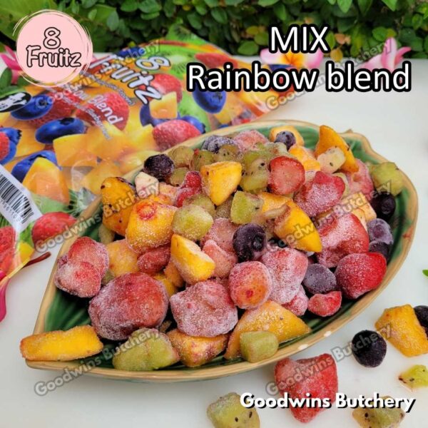 Frozen fruit IQF MIX RAINBOW BLEND Strawberry Blueberry Kiwifruit Mango 8Fruitz | buah beku import 8 Fruitz 500g