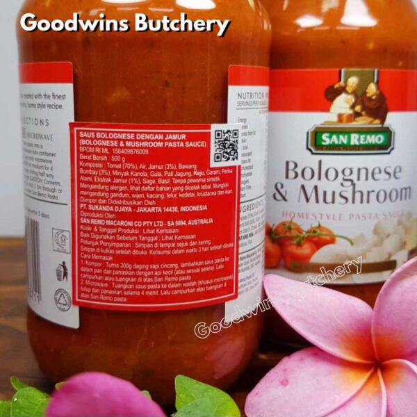 Sanremo BOLOGNESE MUSHROOM TOMATO SAUCE spaghetti bolognaise saus pasta Australia San Remo 500g - Image 4