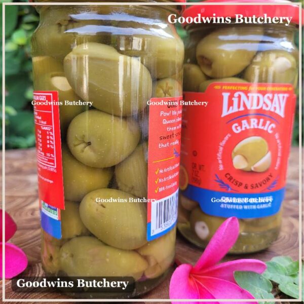 Zaitun green olive QUEEN stuffed with GARLIC Crisp & Savory LINDSAY Spain Spanyol 7oz 198g (jumbo size) - Image 7