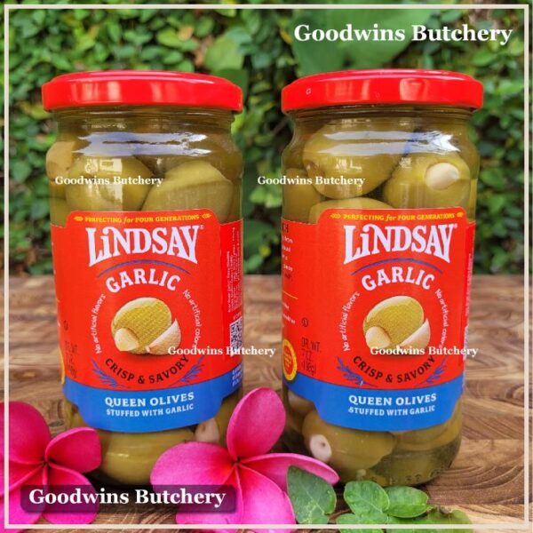 Zaitun green olive QUEEN stuffed with GARLIC Crisp & Savory LINDSAY Spain Spanyol 7oz 198g (jumbo size) - Image 2
