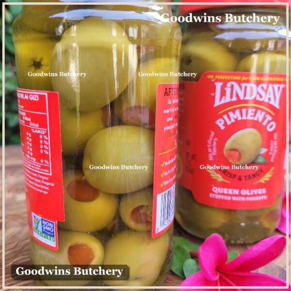 Zaitun green olive QUEEN stuffed with Pimiento Crisp & Tangy LINDSAY Spain Spanyol 7oz 198g (jumbo size) - Image 5