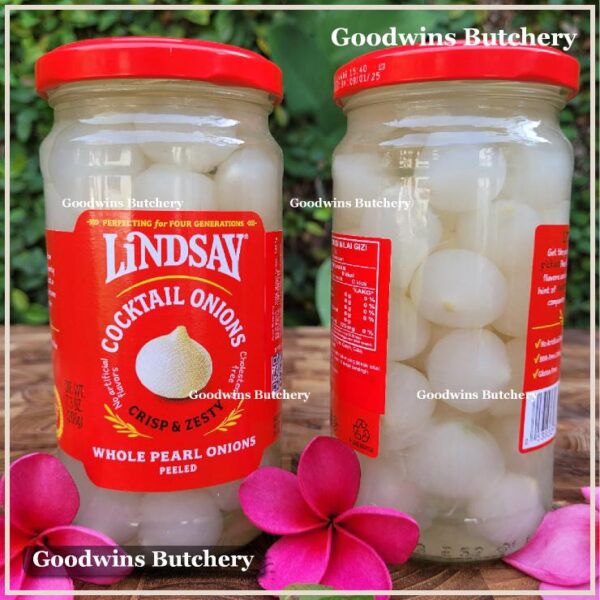 Acar bawang COCKTAIL ONION PICKLES whole pearl peeled crisp & zesty LINDSAY Spain 7.3oz 208g