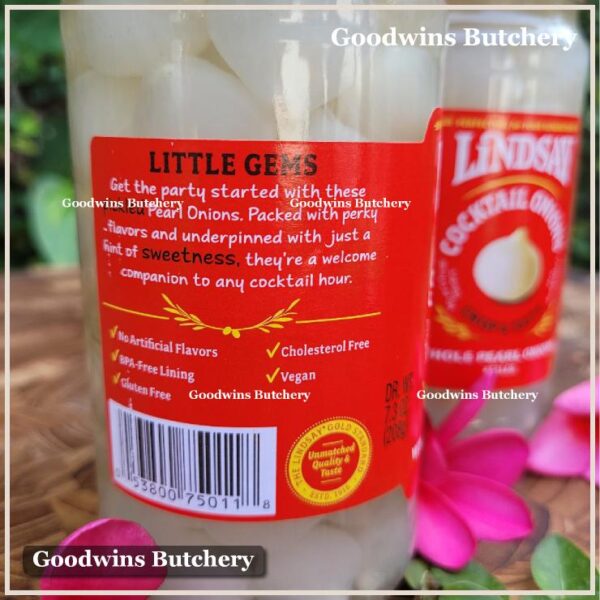 Acar bawang COCKTAIL ONION PICKLES whole pearl peeled crisp & zesty LINDSAY Spain 7.3oz 208g - Image 7