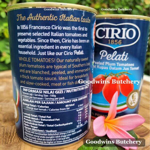 Cirio Italy TOMATO PELATI whole peeled tomatoes tomat kupas 400g - Image 5