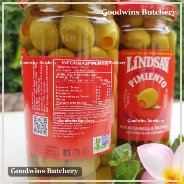 Zaitun green olive MANZANILLA stuffed with Pimiento Tart & Zesty LINDSAY Spain Spanyol 7oz 198g (medium size) - Image 7
