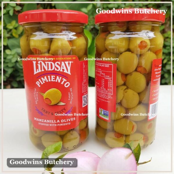 Zaitun green olive MANZANILLA stuffed with Pimiento Tart & Zesty LINDSAY Spain Spanyol 7oz 198g (medium size)