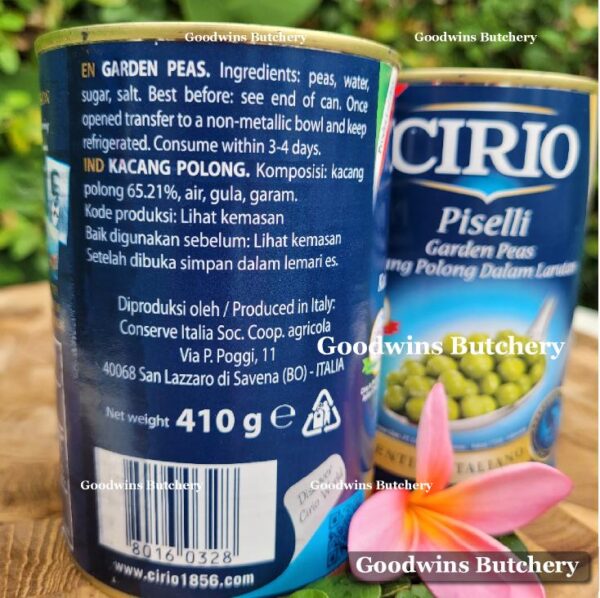 Cirio Italy PISELLI GARDEN GREEN PEAS kacang polong hijau import Italia 410g - Image 5