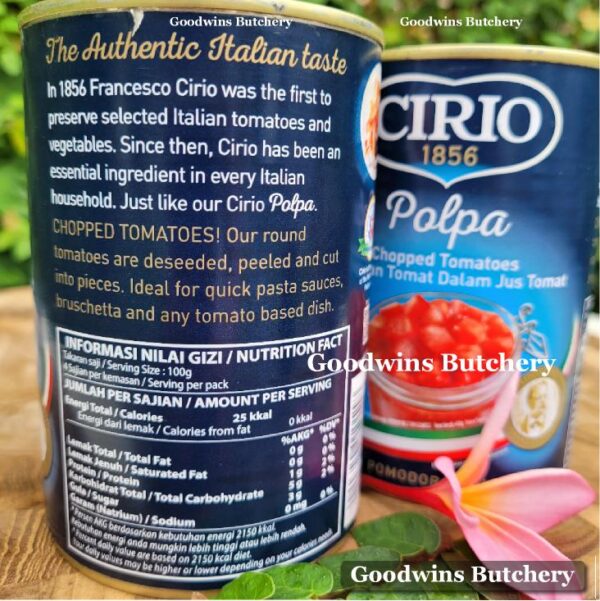 Cirio Italy TOMATO POLPA chopped tomatoes tomat cacah cincang 400g - Image 5