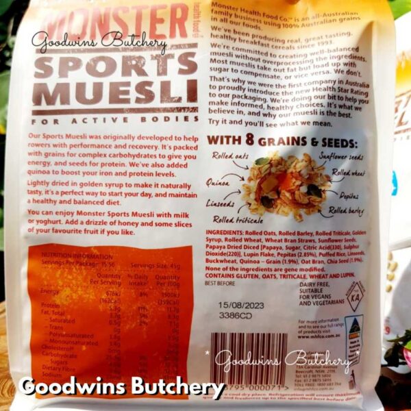 Muesli SPORTS with with chia & quinoa ORIGINAL Monster Health Food Co. Australia cereal granola oatmeal HALAL 700g - Image 4
