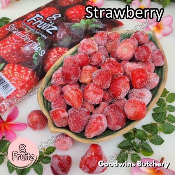 Frozen fruit IQF STRAWBERRY 8Fruitz | buah beku import 8 Fruitz STRAWBERRIES STROBERI 500g