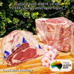 Beef RIBEYE LIP-ON Australia STEER (young cattle) aged-frozen Kilcoy 640 Diamond Scotch-Fillet Cuberoll ROAST CUTS