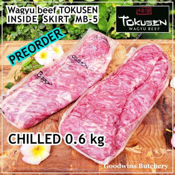 Beef INSIDE SKIRT wagyu TOKUSEN marbling MBS 5-6 AGED FROZEN 1pc/bag - Image 4