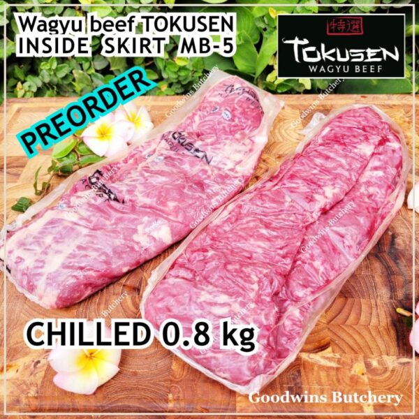 Beef INSIDE SKIRT wagyu TOKUSEN marbling MBS 5-6 AGED FROZEN 1pc/bag - Image 5