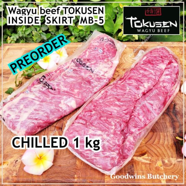 Beef INSIDE SKIRT wagyu TOKUSEN marbling MBS 5-6 AGED FROZEN 1pc/bag - Image 6