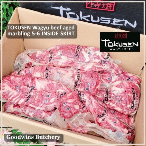 Beef INSIDE SKIRT wagyu TOKUSEN marbling MBS 5-6 AGED FROZEN 1pc/bag - Image 8