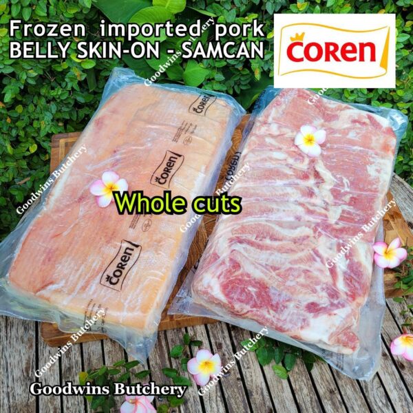 Pork belly skin on import WHOLE CUT Denmark DANISH CROWN perut samcan babi tanpa kulit beku frozen UTUH - Image 3